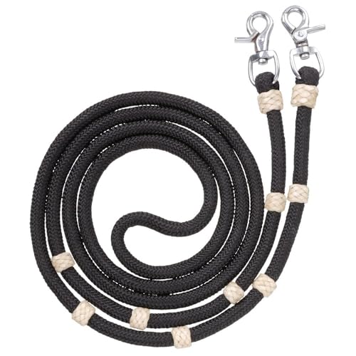 Tough 1 Royal King Braided Poly Cord Roping Reins, Black