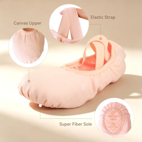 Ballet Shoes for Girls - Toddler Ballet Slippers, No Tie, Ballet Pink