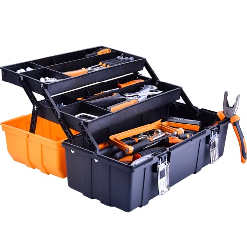 17-Inch Three-Layer Plastic Storage Box/Tool Box/Sewing Box Organizer, Multipurpose Organizer and Portable Handled Storage Case for Art Craft and Cosmetic (Style A)