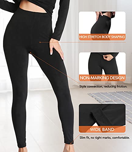 JZCreater Thermal Women's Long Johns Base Layer Set - Medium Black