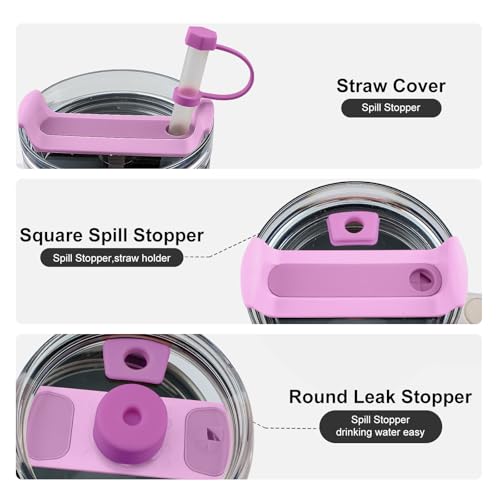 7-Piece Purple Silicone Accessories for Stanley Cups - Boot & Straw Covers