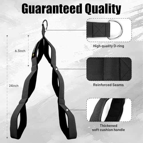 Tricep Rope Cable Attachment with 3 Grip Lengths & Ergonomic Handles