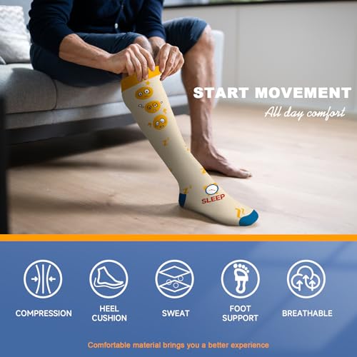 Bropite Large-X-Large Compression Socks for Men & Women 20-30 mmHg Support Knee High Running Travel