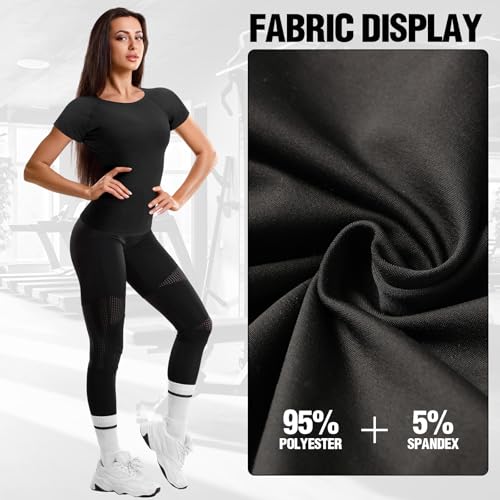 Coume Women's Compression Shirts X-Large Black 4-Pack Athletic Tops