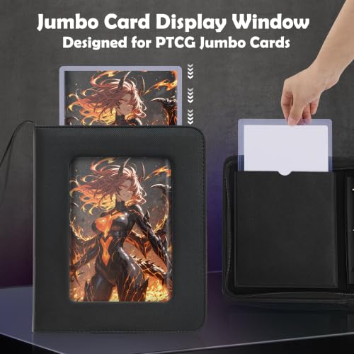 Zettokete Jumbo Card Binder with Display Window Holds 50 L and 50 XL Cards, Black, 100 Pages
