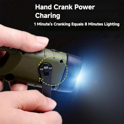 Hand Crank Solar LED Emergency Flashlight - Green