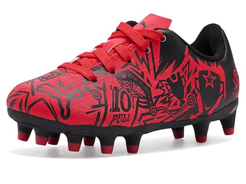 Puma Boys Tacto Christian Pulisic Soccer Cleats for Firm & Artificial Ground, Big Kid Size Red/Black