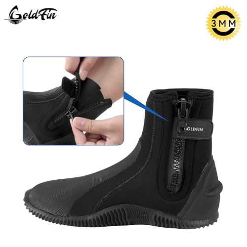GoldFin Diving Boots 3mm/5mm Black US Man 10, US Lady 11