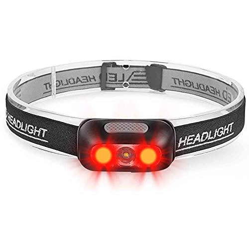Rechargeable LED Headlamp 500 Lumen with Red Light - 1 Pack Black