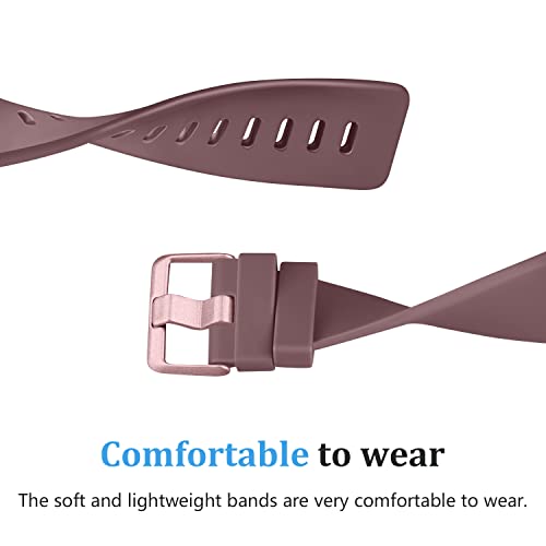 Soft Silicone Bands for Fitbit Versa 2 / Lite - 3 Pack Large (Black, Smoke Violet, Milk Tea)