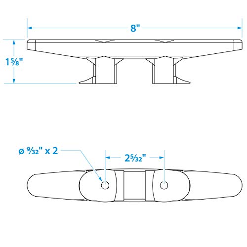 8-Inch Black Nylon Dock Cleat - Heavy-Duty Marine Hardware