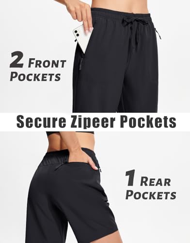Lightweight Women's Hiking Shorts - Quick Dry 8" Golf Shorts - Large / Black