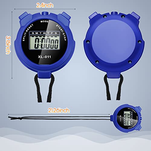 Multi-Function Digital Stopwatch Timer - 12 Pack Black, Blue, Red, Orange
