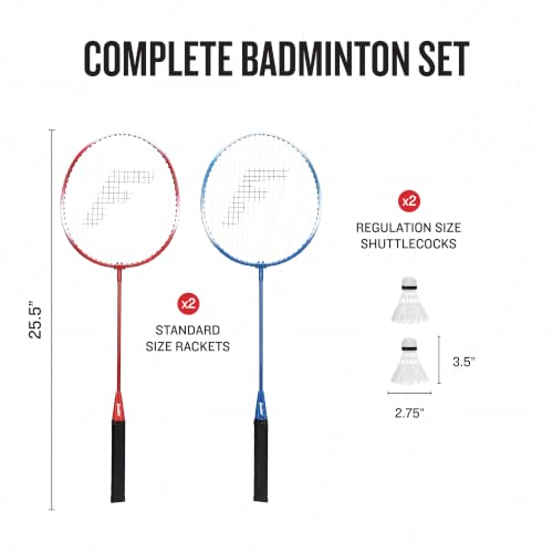 Badminton Racket and Birdie Set - 2 Player - Red and Blue