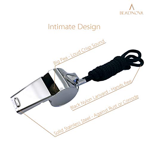 Stainless Steel Whistles with Lanyards - Loud Coach & Referee Whistle - 2pcs
