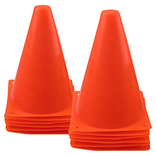 7 Inch Orange Plastic Traffic Cones - 12 Pack Agility Markers for Sports Training