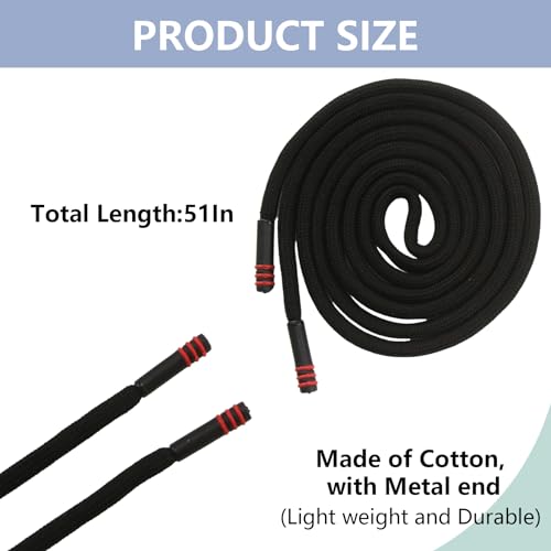 Durable Cotton Drawstring Replacement - Black Rope, Red Stripe