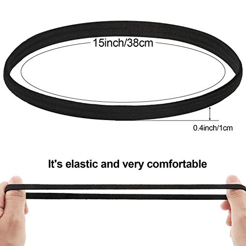 30 Pcs Thin Hair Elastic Headbands for Men & Women - Black