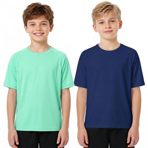 Boys Swim Shirt Toddler Rash Guard UPF 50+ Quick Dry - Grassy Green/Navy Medium