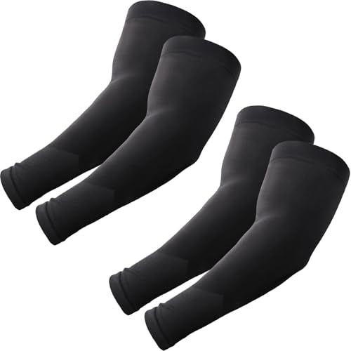 Plus Size UV Protection Arm Sleeves - 2 Pairs Black