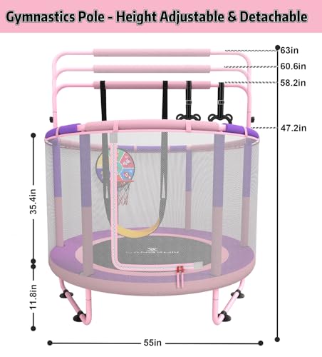 60" 6-in-1 Kids Trampoline - Pink & Purple Mini Play Set