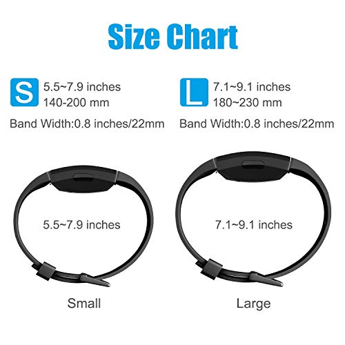 Soft TPU Wristbands for Fitbit Inspire 2 & HR - Black, Large