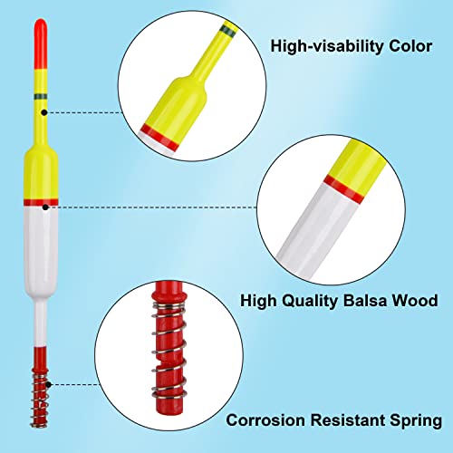 OREOTL 10 Pack 2.36in Balsa Wood Fishing Floats & Bobbers, Slip & Spring Styles for Crappie, Panfish, Walleye, Catfish