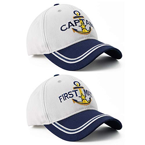 PopCrew Captain & First Mate Nautical Baseball Caps - One Size, Marine Sailor Hats