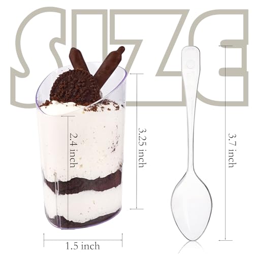 Legredic 50 Pack 3 oz Plastic Dessert Cups with Spoons - Clear Tasting Cups for Parties & Catering