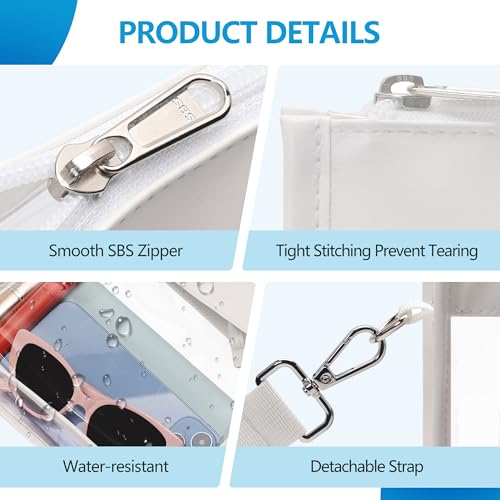 Clear Crossbody Purse for Stadium Events - White