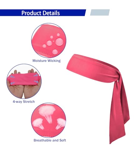 Sport Tie Headbands - Pink Sweatband for Soccer & Basketball