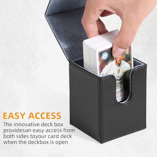 Trading Card Deck Box - Magnetic Storage Case for 110+ Sleeved Cards - Black