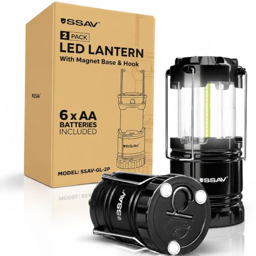 SSAV 2-Pack Charcoal Black Battery Powered LED Camping Lanterns with 30 LEDs