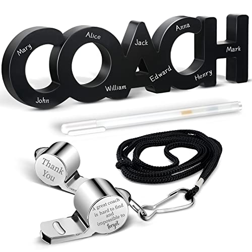 Personalized Coach Gift Set - Wood Sign, Whistle & Pen