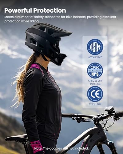 Full Face Mountain Bike Helmet - Lightweight Matte Black, Medium