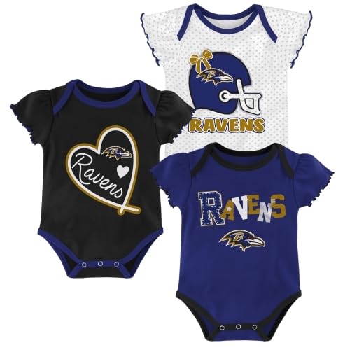 NFL Baby Bodysuit 3-Pack - Short Sleeve - Baltimore Ravens - 12 Months