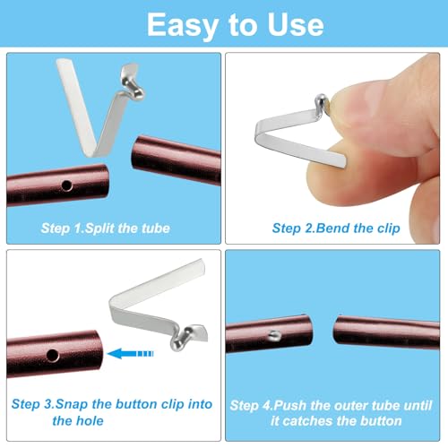 Silver Manganese Steel Spring Tent Pole Clips - 5mm x 20mm, 6 Pack