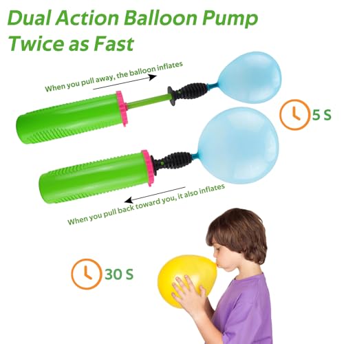 Green Double-Action Hand Balloon Pump - High Efficiency Inflator for Balloons & Pool Floats, 1PC