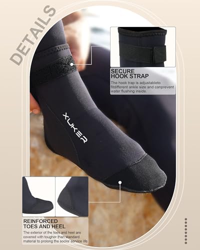 Neoprene Water Socks 3mm - Sand Proof High Cut - Large/Black