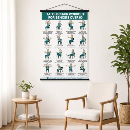 Tai Chi Chair Workout Chart for Seniors - Green, 16 x 24 in