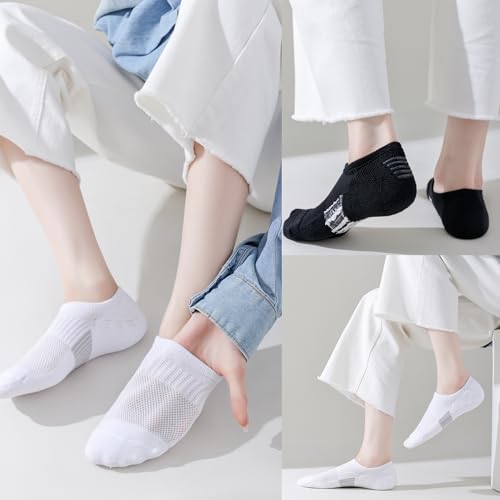 No Show Socks for Women - Low Cut Non-Slip Athletic Cotton - 3 Pack White