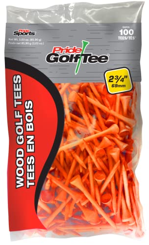 Citrus Orange Golf Tees - 100 Count, 2-3/4 Inch, Wood