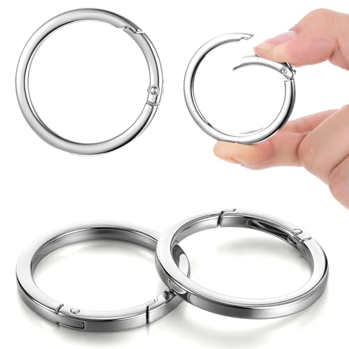 4Pcs Silver O-Ring Keychain Clips - Large Carabiner Rings