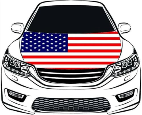 USA Flag Car Hood Cover - 3.3x5ft / 6x7ft - Elastic Polyester - Large
