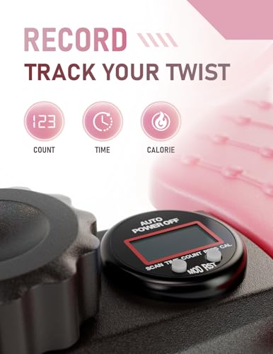 Waist Twister Machine with Smart Counter & Resistance Bands - Pink