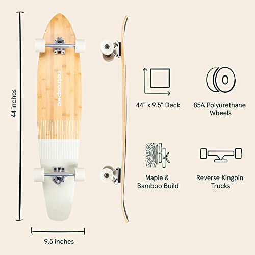 44in Bamboo & Maple Longboard Skateboard - Mojave Stripes Cruiser