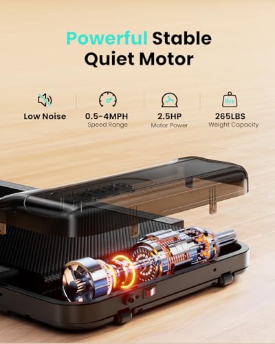 Under Desk Treadmill with Incline & Remote Control - Black Orange