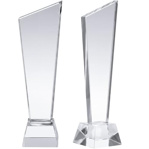 Personalized Crystal Glass Trophy Award - 2 Pcs with Gift Box