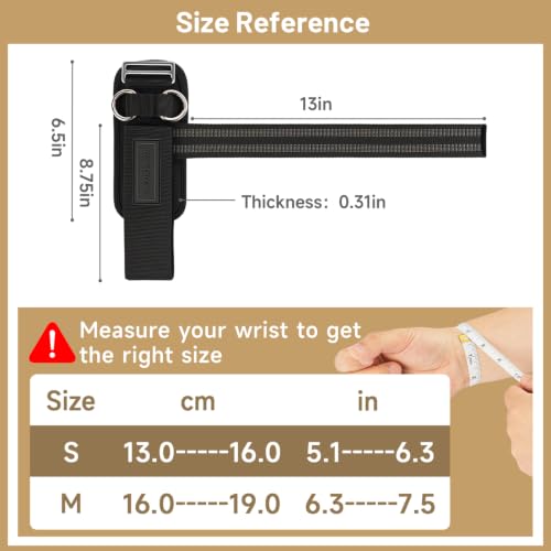 Weightlifting Wrist Straps with D Rings - Black (6.3-7.5 inch)