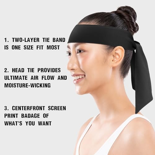 Adjustable Sports Head Tie Sweatband for Men and Women - Black